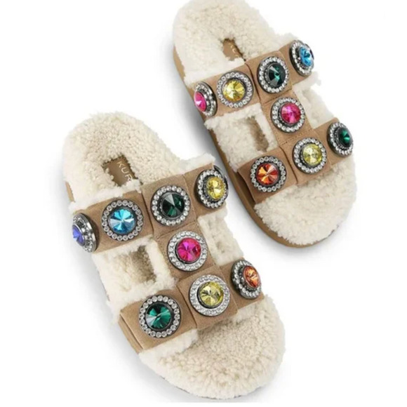 Kurt Geiger Shoes - Kurt Geiger Orson Crystal Teddy genuine Shearling lined sandal | Sz 38 NEW $195